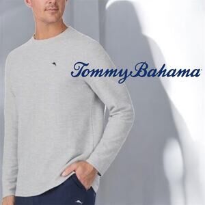 Mens Tommy Bahama Long Sleeve Thermal Shirt Size M Medium Grey Casual Athleisure